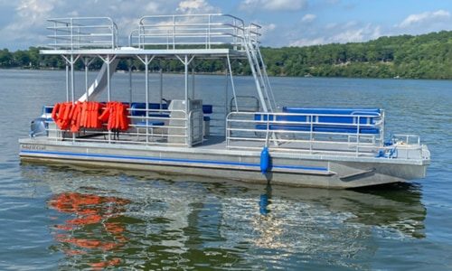 Double Decker Pontoon Boat with 3 Slides up to 15 People 2024